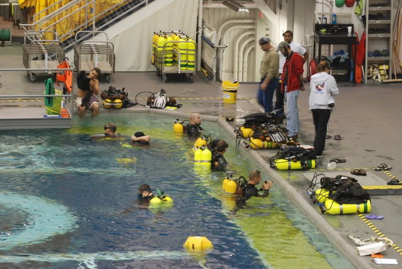 Neutral Buoyancy Lab, huge pool for astronauts to practice working on the ISS, its 40 foot deep
