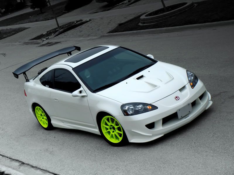 Acura RSX with Mugen body kit Wedsport green wheels J's Racing Type1 3D 