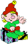 Christmas Elf sitting on the gifts - Animated