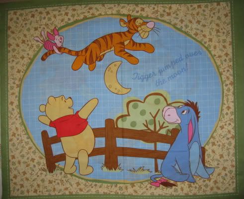 Winnie The Pooh, Piglett, Tigger, Eeyore ~ Cot Quilt Fabric Panel 