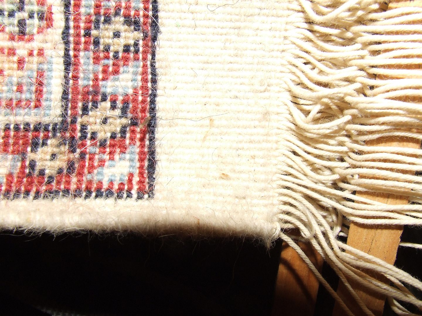 Vintage 1950s Hand Made Oriental Rug Sample on Stand Frame Loom