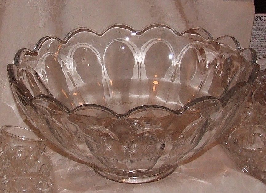 RARE HEISEY PURITAN aka Colonial 341 Punch Set Bowl w/ 23 cups & Glass