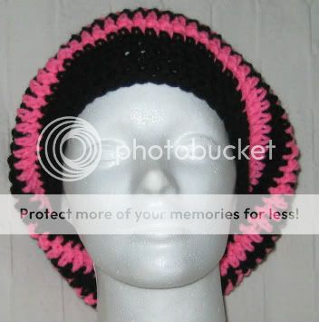 Rasta Tam Beret Hat New Handmade Over Size Black Hot Pink BTS Goth EMO 