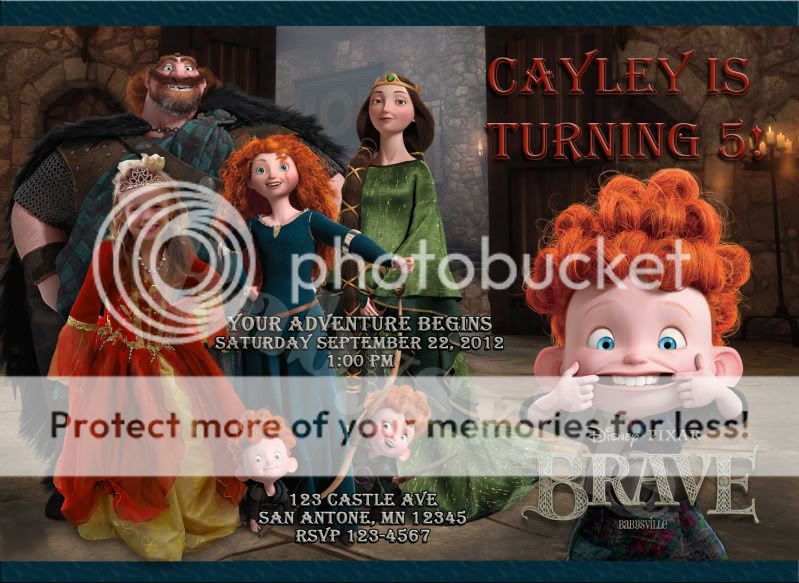 Brave Custom Birthday Invitation Card Photo Invite Merida Disney DIY 