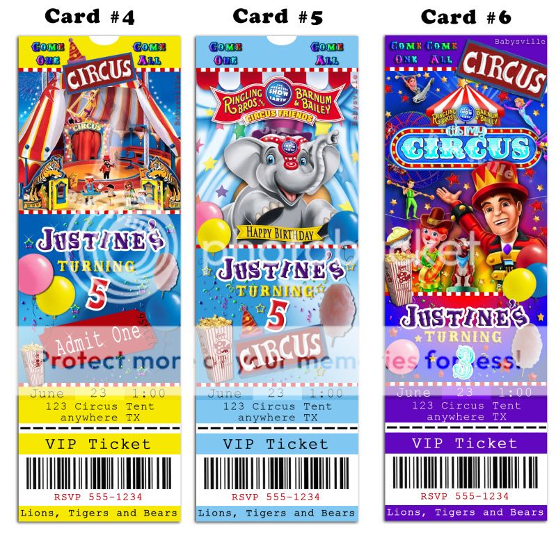 Circus Wonder Pets Custom Birthday Invitations Ticket Photo