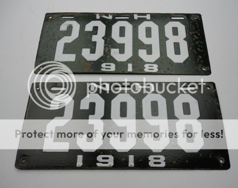 1918 New Hampshire License Plate Set (2) Porcelain 23998  