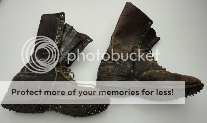 Old Leather Mens Logging Boots Spike Bottom Logger Calks | eBay
