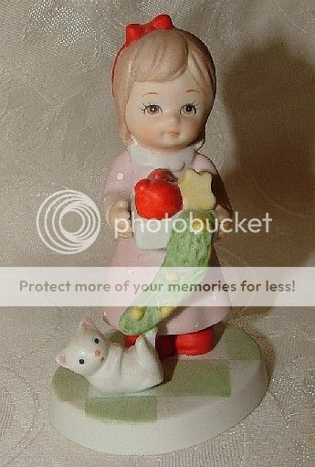 LEFTON #05413 1986 Little Treasures Figurine Girl and Kitten with 