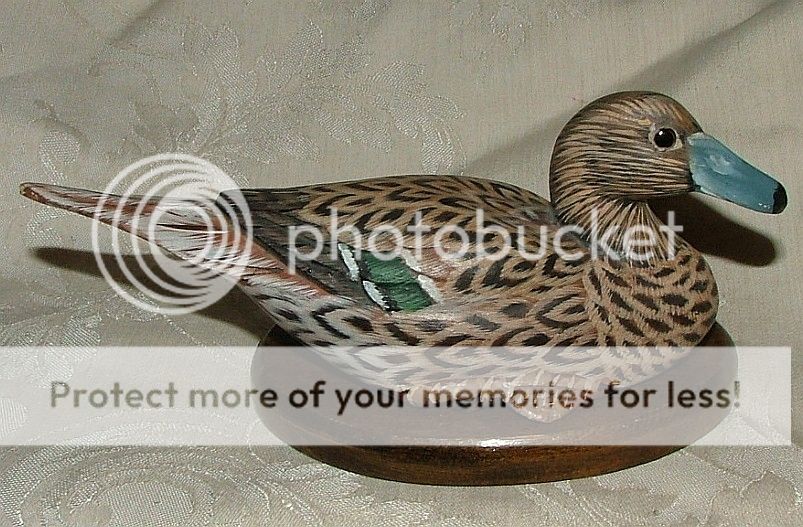 Roger Mitchell Mini Green Wing Teal Drake Duck Decoy  