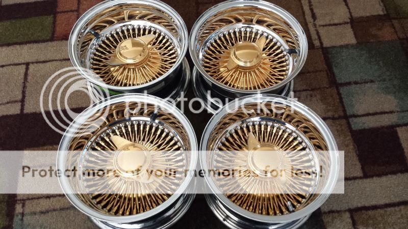 Center Gold 88 Spoke 13x7 Dayton Wire Wheels With All Dayton hardware ...